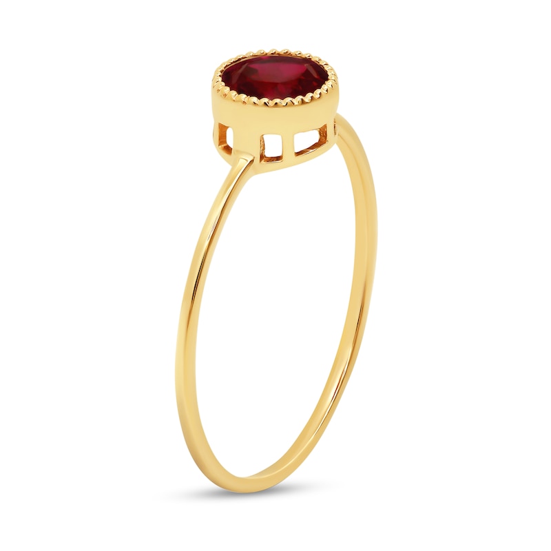 Main Image 2 of 5.0mm Lab-Created Ruby Solitaire Bead Frame Ring in 14K Gold