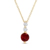 Thumbnail Image 0 of 5.0mm Lab-Created Ruby and White Lab-Created Sapphire Linear Three Stone Pendant in 14K Gold