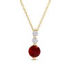 Thumbnail Image 0 of 5.0mm Lab-Created Ruby and White Lab-Created Sapphire Linear Three Stone Pendant in 14K Gold