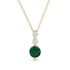 Thumbnail Image 1 of 5.0mm Lab-Created Emerald and White Lab-Created Sapphire Linear Three Stone Pendant in 14K Gold