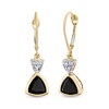 Thumbnail Image 0 of 7.0mm Trillion-Cut Onyx and 1/20 CT. T.W. Diamond Tri-Top Rope-Textured Drop Earrings in 14K Gold