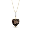 Thumbnail Image 0 of 12.0mm Heart-Shaped Faceted Smoky Quartz and Diamond Accent Linear Drop Pendant in 14K Gold