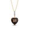 Thumbnail Image 1 of 12.0mm Heart-Shaped Faceted Smoky Quartz and Diamond Accent Linear Drop Pendant in 14K Gold