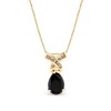 Thumbnail Image 1 of Pear-Shaped Onyx and 1/8 CT. T.W. Diamond Twist Ribbon Bale Pendant in 14K Gold