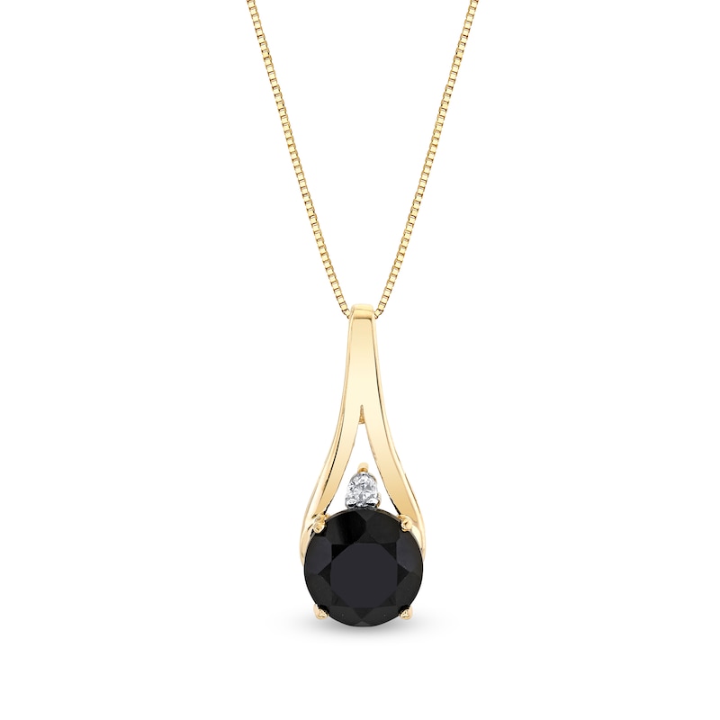 Main Image 1 of 8.0mm Onyx and Diamond Accent Split Bale Pendant in 14K Gold
