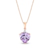 Thumbnail Image 0 of 10.0mm Heart-Shaped Pink Quartz and Diamond Accent Drop Pendant in 14K Rose Gold