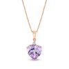 Thumbnail Image 1 of 10.0mm Heart-Shaped Pink Quartz and Diamond Accent Drop Pendant in 14K Rose Gold
