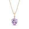 Thumbnail Image 0 of 10.0mm Heart-Shaped Pink Quartz and Diamond Accent Drop Pendant in 14K Rose Gold