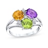 Thumbnail Image 1 of Multi-Gemstone and 1/10 CT. T.W. Diamond Scatter Split Shank Ring in 14K White Gold