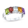 Thumbnail Image 1 of Cushion-Cut Multi-Gemstone Five Stone Band in Sterling Silver