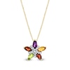 Thumbnail Image 0 of Marquise Multi-Gemstone and 1/10 CT. T.W. Diamond Flower Pendant in 14K Gold