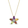 Thumbnail Image 1 of Marquise Multi-Gemstone and 1/10 CT. T.W. Diamond Flower Pendant in 14K Gold