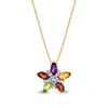 Thumbnail Image 0 of Marquise Multi-Gemstone and 1/10 CT. T.W. Diamond Flower Pendant in 14K Gold