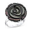 Thumbnail Image 1 of Black Mother-of-Pearl Rose Flower Ring in Sterling Silver