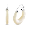 Thumbnail Image 1 of 30.0mm Half-Moon Mother-of-Pearl Hoop Earrings in Sterling Silver