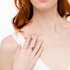 Thumbnail Image 2 of Emerald-Cut Lab-Created Emerald and White Sapphire Oval Frame Split Shank Ring in Sterling Silver