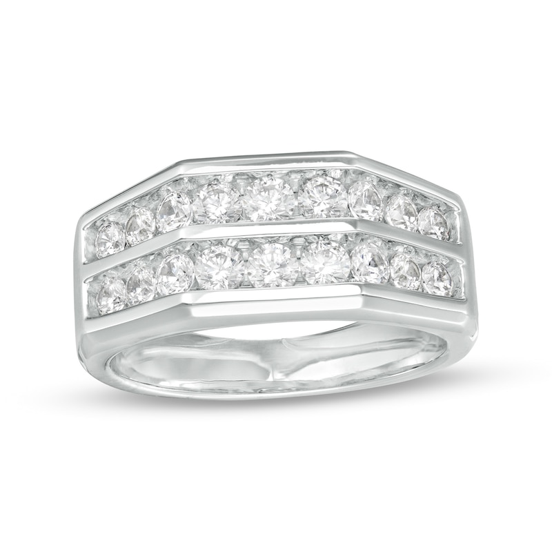 Main Image 1 of 1-1/2 CT. T.W. Diamond Double Row Wedding Band in 10K White Gold