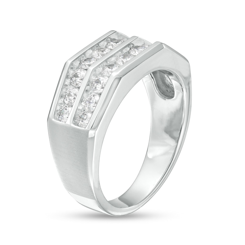Main Image 2 of 1-1/2 CT. T.W. Diamond Double Row Wedding Band in 10K White Gold