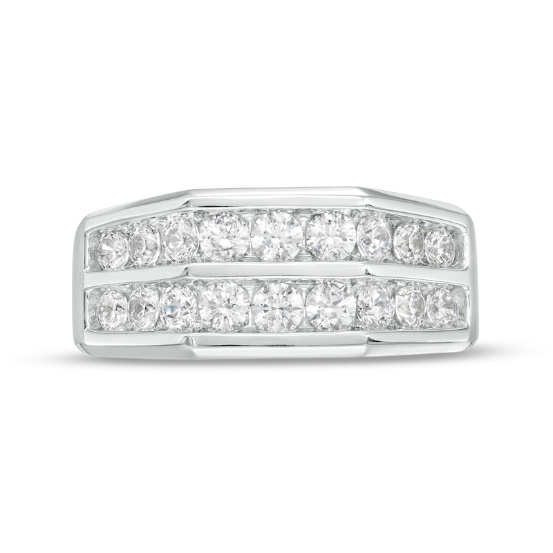 Main Image 3 of 1-1/2 CT. T.W. Diamond Double Row Wedding Band in 10K White Gold