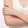 Thumbnail Image 2 of Pear-Shaped Lab-Created Opal Sideways Line Bracelet in Sterling Silver - 7.25"