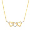 Thumbnail Image 0 of 1/10 CT. T.W. Diamond Triple Heart Link Necklace in 10K Gold