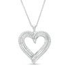 Thumbnail Image 1 of 1 CT. T.W. Diamond Multi-Row Heart Pendant in Sterling Silver