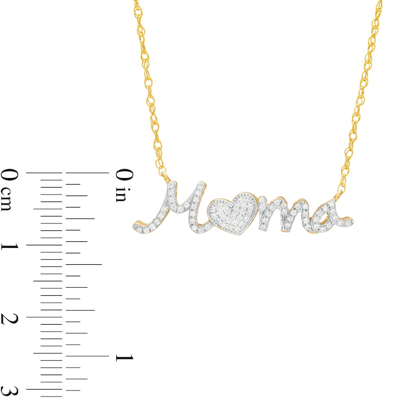 Main Image 3 of 1/6 CT. T.W. Diamond "Mama" Heart Necklace in 10K Gold