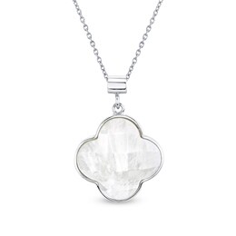 Mother-of-Pearl Clover with Barrel Bale Drop Pendant in Sterling Silver
