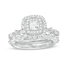 Thumbnail Image 1 of 1-3/8 CT. T.W. Certified Princess-Cut Diamond Double Frame Bridal Set in 14K White Gold (I/I1)