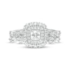 Thumbnail Image 4 of 1-3/8 CT. T.W. Certified Princess-Cut Diamond Double Frame Bridal Set in 14K White Gold (I/I1)