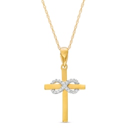 1/20 CT. T.W. Diamond Infinity Cross Pendant in 10K Gold
