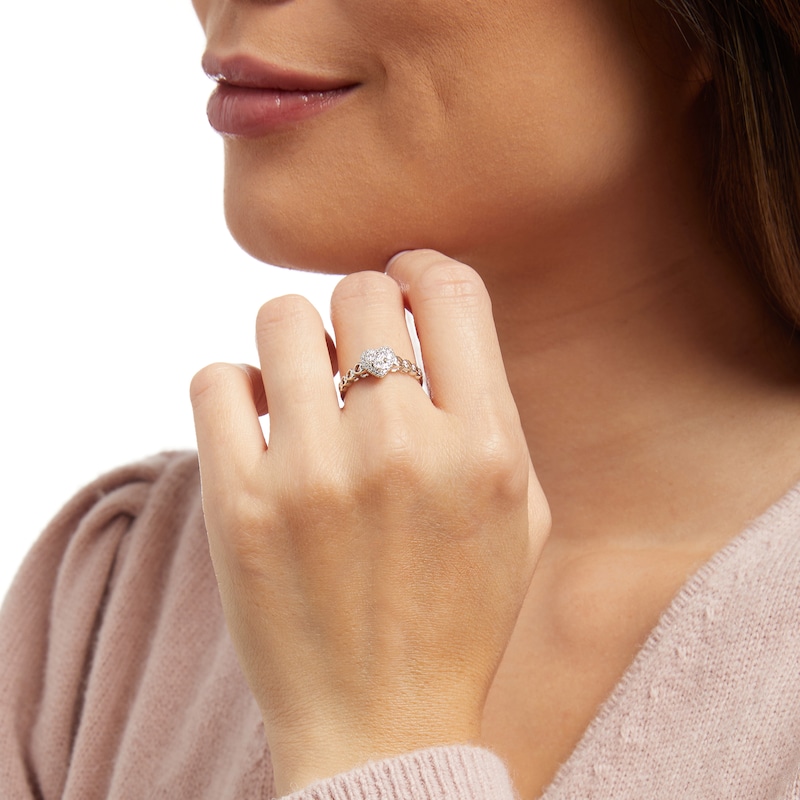 Main Image 2 of 1/8 CT. T.W. Heart-Shaped Multi-Diamond Frame Promise Ring in Sterling Silver