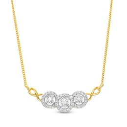 1/4 CT. T.W. Diamond Frame Infinity Loop Trio Necklace in 10K Gold