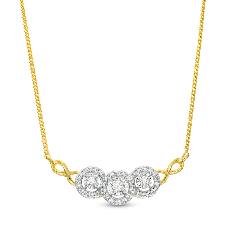 1/4 CT. T.W. Diamond Frame Infinity Loop Trio Necklace in 10K Gold