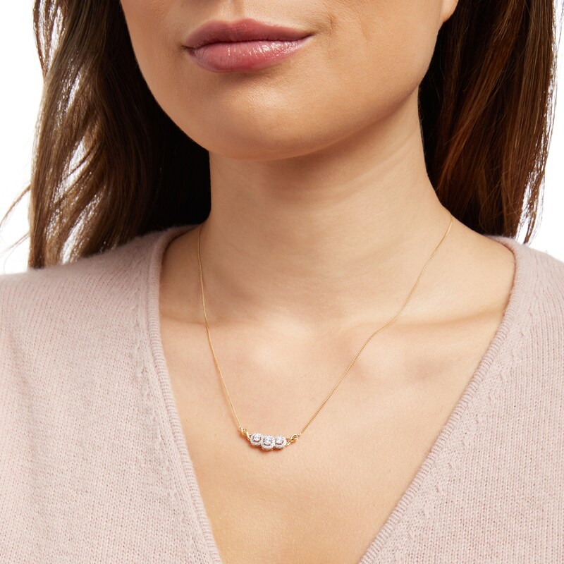 Main Image 2 of 1/4 CT. T.W. Diamond Frame Infinity Loop Trio Necklace in 10K Gold