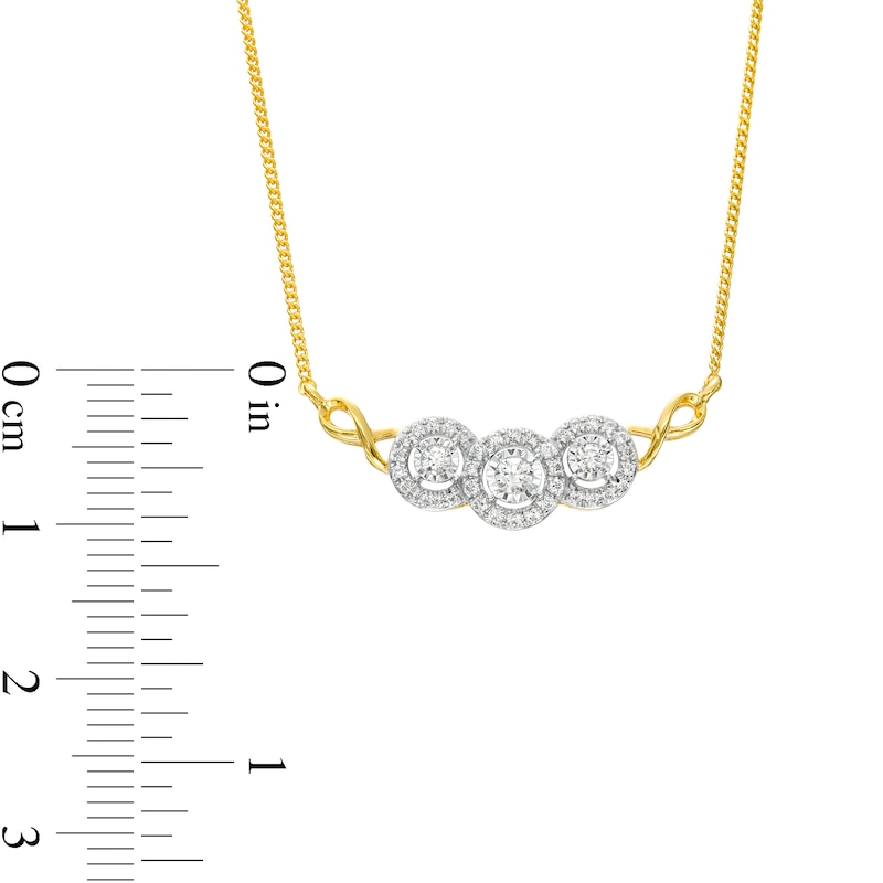 1/4 CT. T.W. Diamond Frame Infinity Loop Trio Necklace in 10K Gold
