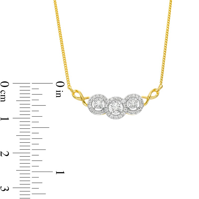 Main Image 3 of 1/4 CT. T.W. Diamond Frame Infinity Loop Trio Necklace in 10K Gold