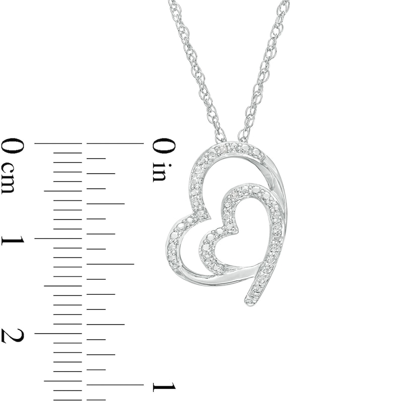 Main Image 3 of Diamond Accent Tilted Double Heart Pendant and Stud Earrings Set in Sterling Silver
