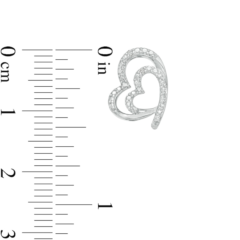 Main Image 4 of Diamond Accent Tilted Double Heart Pendant and Stud Earrings Set in Sterling Silver
