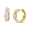 Thumbnail Image 1 of 1/2 CT. T.W. Baguette and Round Diamond Triple Row Hoop Earrings in 10K Gold