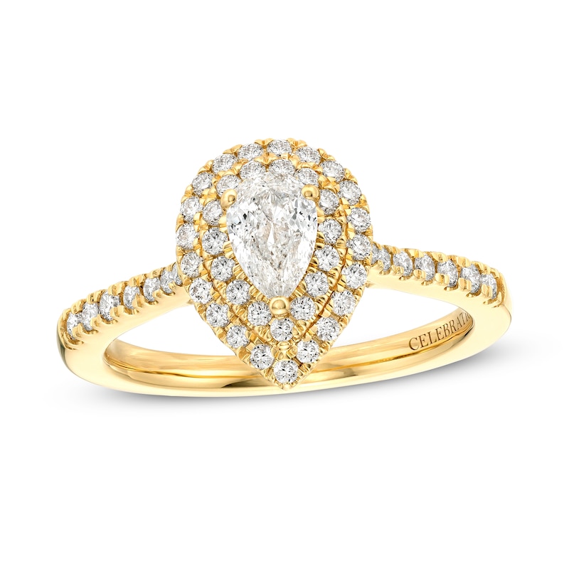 Celebration Infinite™ 1 CT. T.W. Certified Pear-Shaped Diamond Double Frame Engagement Ring in 14K Gold (I/SI2)
