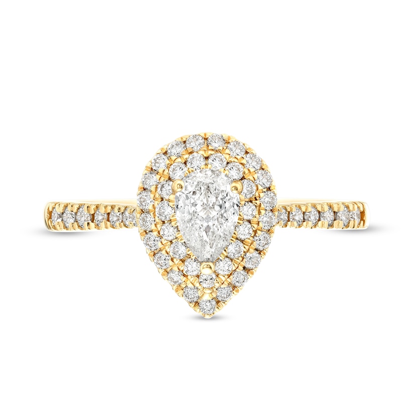 Celebration Infinite™ 1 CT. T.W. Certified Pear-Shaped Diamond Double Frame Engagement Ring in 14K Gold (I/SI2)