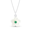 Thumbnail Image 0 of 4.0mm Emerald and Mother-of-Pearl Petal Plumeria Flower Pendant in Sterling Silver