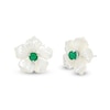 Thumbnail Image 1 of 4.0mm Emerald and Mother-of-Pearl Petal Plumeria Flower Stud Earrings in Sterling Silver
