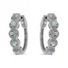 Thumbnail Image 1 of 4.0mm Aquamarine and White Zircon Frame Five Stone Hoop Earrings in Sterling Silver