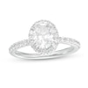 Thumbnail Image 1 of 1-1/2 CT. T.W. Certified Oval Lab-Grown Diamond Frame Engagement Ring in 14K White Gold (F/VS2)