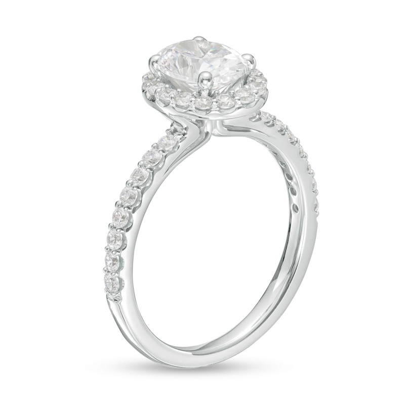 Main Image 3 of 1-1/2 CT. T.W. Certified Oval Lab-Grown Diamond Frame Engagement Ring in 14K White Gold (F/VS2)