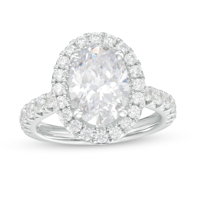 Main Image 1 of 4 CT. T.W. Certified Oval Lab-Grown Diamond Frame Engagement Ring in 14K White Gold (F/VS2)