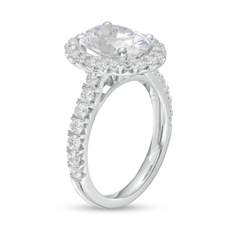 4 CT. T.W. Certified Oval Lab-Created Diamond Frame Engagement Ring in 14K White Gold (F/VS2)