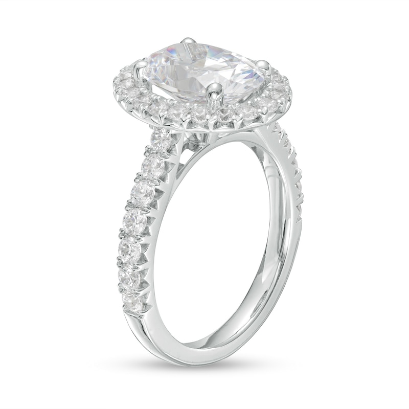 Main Image 3 of 4 CT. T.W. Certified Oval Lab-Grown Diamond Frame Engagement Ring in 14K White Gold (F/VS2)